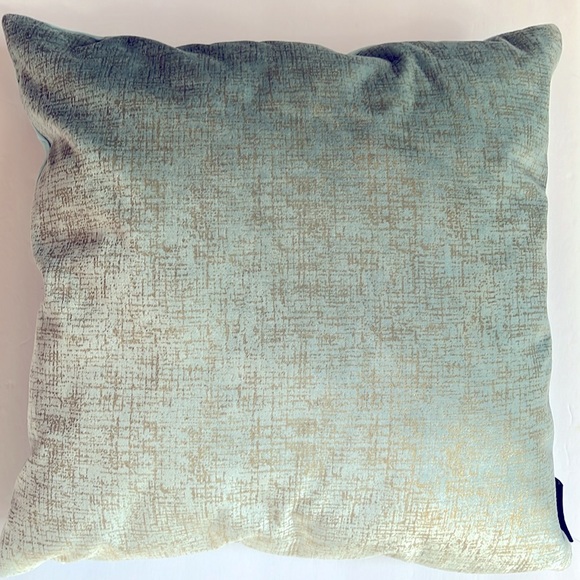 Velvet Throw Pillow Cover & Insert Gold Metallic Accent Phantoscope Aqua - Picture 2 of 10
